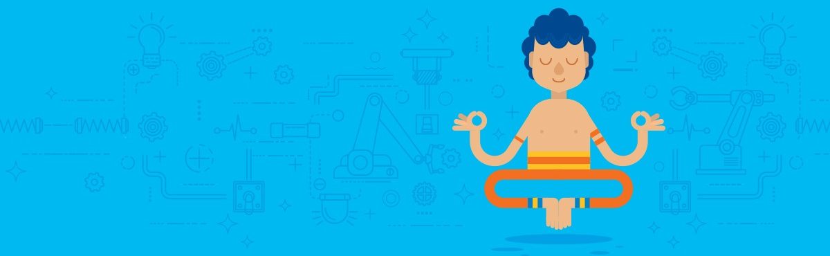 Image of person meditating with icons representing business functions. Industrial manufacturing is analyzing the pay-per-use subscription service model for machines and equipment, as well as for software and digital services for their machines.