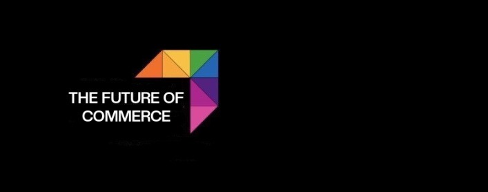 Logo for the future of commerce on a black background