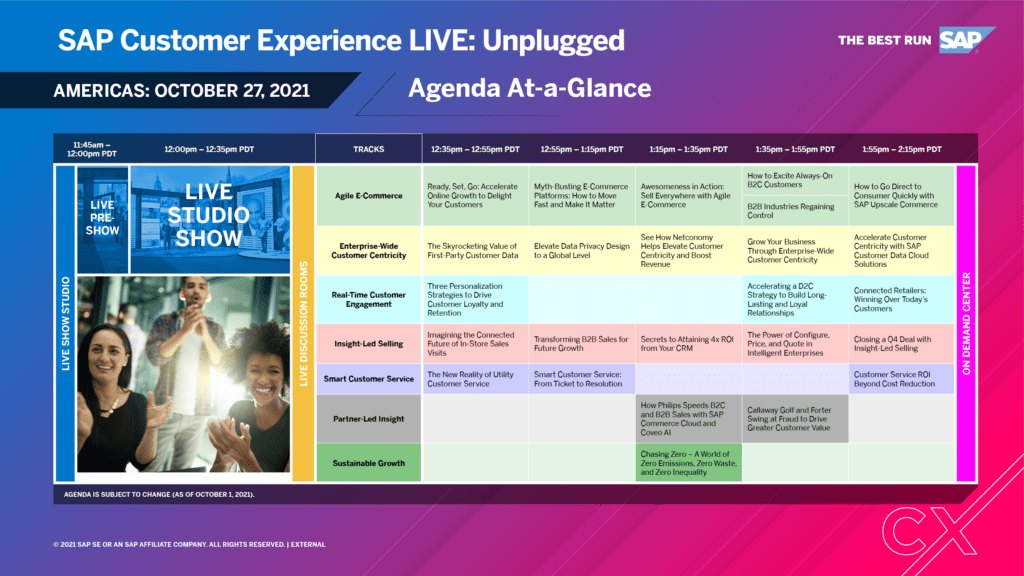 SAP Customer Experience LIVE 2021 Americas Agenda