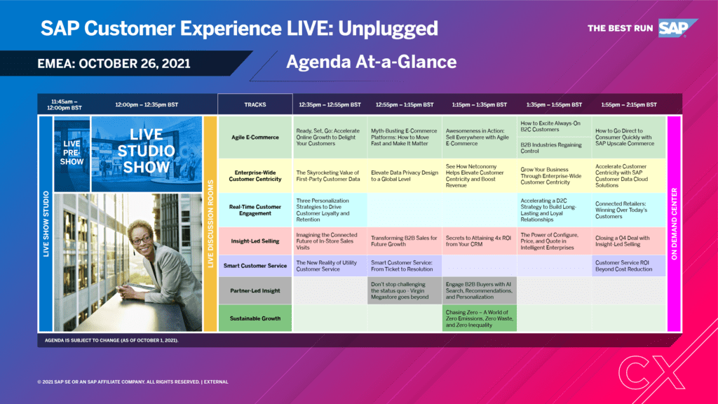 SAP Customer Experience LIVE 2021 EMEA Agenda