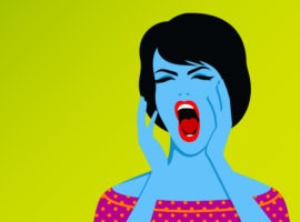 illustration representing purpose-driven communication of a woman talking with her hands around her mouth to be heard