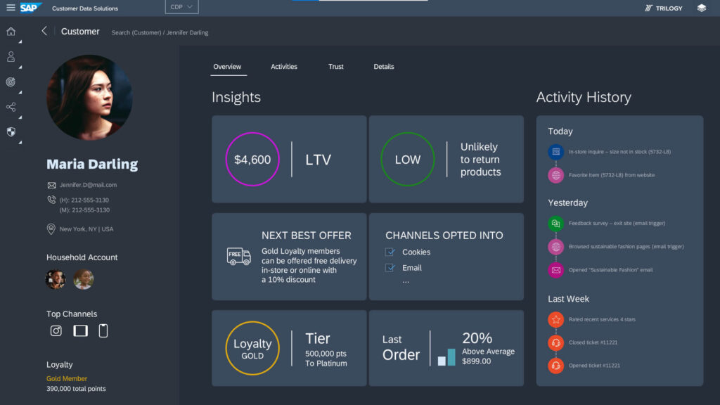 Customer data platform screenshot 