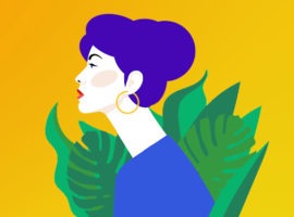 Illustration of a woman thinking, representing CPG customer marketing.